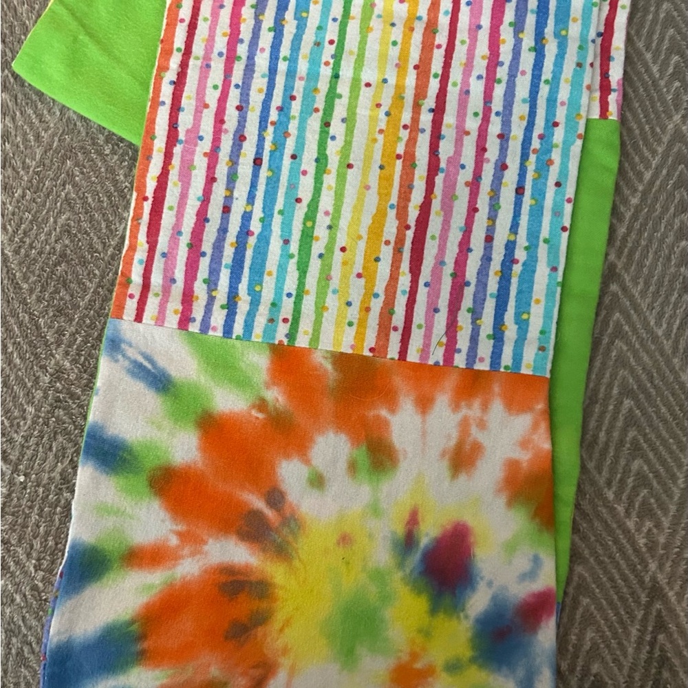 Flannel print scarf rainbow colors handcrafted